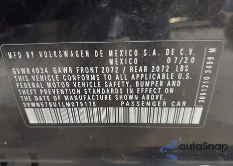 2020 Volkswagen Jetta 1.4T R-Line/1.4T S from USA, damaged, VIN 3VWN57BU1LM079175